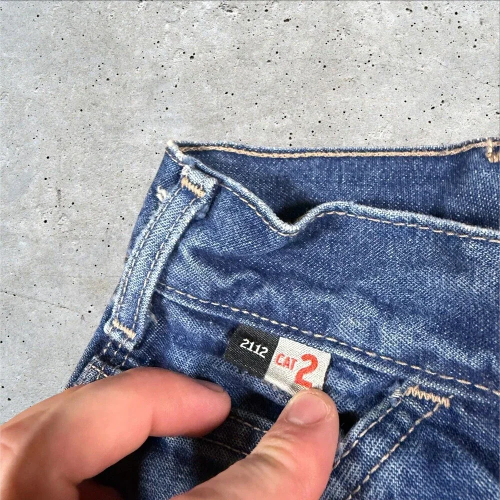 Carhartt FRB13DNM Flame Resistant Denim Jeans Men 38x32 Measure 38x30 Dungaree
